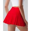 imageOQQ High Waist ALine Pleated Mini Skirts Athletic Skorts Short Active Skirt for Golf Running WorkoutRed