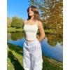 imageOQQ Women Sleeveless Tank Top Adjustable Fitting Scoop Neck Stretch Clothes Basic Cami Shirts 2025Beige