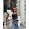 imageOQQ Women Sleeveless Tank Top Adjustable Fitting Scoop Neck Stretch Clothes Basic Cami Shirts 2025Black