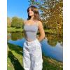 imageOQQ Women Sleeveless Tank Top Adjustable Fitting Scoop Neck Stretch Clothes Basic Cami Shirts 2025Grey