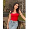 imageOQQ Women Sleeveless Tank Top Adjustable Fitting Scoop Neck Stretch Clothes Basic Cami Shirts 2025Red