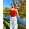 imageOQQ Women Sleeveless Tank Top Adjustable Fitting Scoop Neck Stretch Clothes Basic Cami Shirts 2025Red