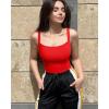 imageOQQ Women Sleeveless Tank Top Adjustable Fitting Scoop Neck Stretch Clothes Basic Cami Shirts 2025Red