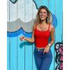 imageOQQ Women Sleeveless Tank Top Adjustable Fitting Scoop Neck Stretch Clothes Basic Cami Shirts 2025Red