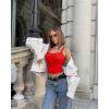 imageOQQ Women Sleeveless Tank Top Adjustable Fitting Scoop Neck Stretch Clothes Basic Cami Shirts 2025Red