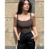 imageOQQ Women Sleeveless Tank Top Adjustable Fitting Scoop Neck Stretch Clothes Basic Cami Shirts 2025Tea Leaf