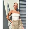 imageOQQ Womens 2 Piece Tube Tops Strapless Basic Sleeveless Stretch ClassicFit Shirts Sexy Crop TopsBlack beige
