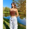 imageOQQ Womens 2 Piece Tube Tops Strapless Basic Sleeveless Stretch ClassicFit Shirts Sexy Crop TopsBlack caramel