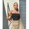 imageOQQ Womens 2 Piece Tube Tops Strapless Basic Sleeveless Stretch ClassicFit Shirts Sexy Crop TopsBlack leopard Coffee