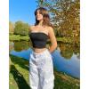 imageOQQ Womens 2 Piece Tube Tops Strapless Basic Sleeveless Stretch ClassicFit Shirts Sexy Crop TopsBlack leopard Coffee