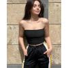 imageOQQ Womens 2 Piece Tube Tops Strapless Basic Sleeveless Stretch ClassicFit Shirts Sexy Crop TopsBlack red