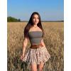 imageOQQ Womens 2 Piece Tube Tops Strapless Basic Sleeveless Stretch ClassicFit Shirts Sexy Crop TopsBlack tea Leaf