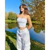 imageOQQ Womens 2 Piece Tube Tops Strapless Basic Sleeveless Stretch ClassicFit Shirts Sexy Crop TopsFluorescent Pink B white