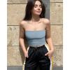 imageOQQ Womens 2 Piece Tube Tops Strapless Basic Sleeveless Stretch ClassicFit Shirts Sexy Crop TopsHaze Blue coralorange
