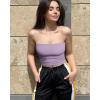 imageOQQ Womens 2 Piece Tube Tops Strapless Basic Sleeveless Stretch ClassicFit Shirts Sexy Crop TopsTaro Purple white