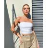 imageOQQ Womens 2 Piece Tube Tops Strapless Basic Sleeveless Stretch ClassicFit Shirts Sexy Crop TopsTaro Purple white