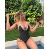 imageOQQ Womens One Piece Swimsuit Tummy Control V Neck Bathing Suits 2025 TrendyBlack