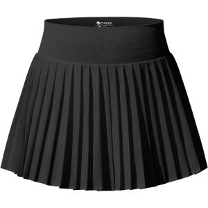 imageOQQ High Waist ALine Pleated Mini Skirts Athletic Skorts Short Active Skirt for Golf Running WorkoutBlack