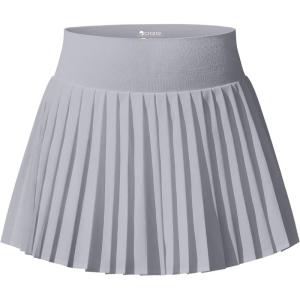 imageOQQ High Waist ALine Pleated Mini Skirts Athletic Skorts Short Active Skirt for Golf Running WorkoutGrey