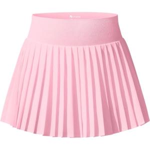 imageOQQ High Waist ALine Pleated Mini Skirts Athletic Skorts Short Active Skirt for Golf Running WorkoutPink