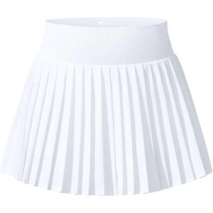 imageOQQ High Waist ALine Pleated Mini Skirts Athletic Skorts Short Active Skirt for Golf Running WorkoutWhite