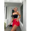 imageOQQ Women Mini Skirts 2 in 1 Flowy Basic Versatile Stretchy Flared Casual Aline Skirt with PocketsRed