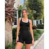 imageOQQ Women Rompers Sleeveless Square Neck Stretch Contrast Workout Active Tank RomperBlack