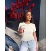 imageOQQ Women Short Sleeve Crewneck Fit Shirts Basic Tee Tops 2025 Casual TShirt Going Out Workout OutfitsBeige