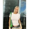 imageOQQ Women Short Sleeve Crewneck Fit Shirts Basic Tee Tops 2025 Casual TShirt Going Out Workout OutfitsBeige