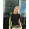 imageOQQ Women Short Sleeve Crewneck Fit Shirts Basic Tee Tops 2025 Casual TShirt Going Out Workout OutfitsBlack