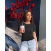 imageOQQ Women Short Sleeve Crewneck Fit Shirts Basic Tee Tops 2025 Casual TShirt Going Out Workout OutfitsBlack