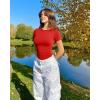 imageOQQ Women Short Sleeve Crewneck Fit Shirts Basic Tee Tops 2025 Casual TShirt Going Out Workout OutfitsRed