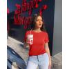 imageOQQ Women Short Sleeve Crewneck Fit Shirts Basic Tee Tops 2025 Casual TShirt Going Out Workout OutfitsRed