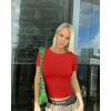 imageOQQ Women Short Sleeve Crewneck Fit Shirts Basic Tee Tops 2025 Casual TShirt Going Out Workout OutfitsRed