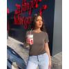 imageOQQ Women Short Sleeve Crewneck Fit Shirts Basic Tee Tops 2025 Casual TShirt Going Out Workout OutfitsTea Leaf