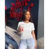 imageOQQ Women Short Sleeve Crewneck Fit Shirts Basic Tee Tops 2025 Casual TShirt Going Out Workout OutfitsWhite
