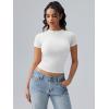 imageOQQ Women Short Sleeve Crewneck Fit Shirts Basic Tee Tops 2025 Casual TShirt Going Out Workout OutfitsWhite