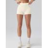 imageOQQ Women Workout Shorts Tummy Control Side Stripes Gym Yoga Seamless Active ShortsBeige