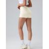 imageOQQ Women Workout Shorts Tummy Control Side Stripes Gym Yoga Seamless Active ShortsBeige