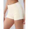 imageOQQ Women Workout Shorts Tummy Control Side Stripes Gym Yoga Seamless Active ShortsBeige