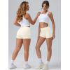 imageOQQ Women Workout Shorts Tummy Control Side Stripes Gym Yoga Seamless Active ShortsBeige