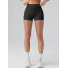 imageOQQ Women Workout Shorts Tummy Control Side Stripes Gym Yoga Seamless Active ShortsBlack
