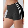 imageOQQ Women Workout Shorts Tummy Control Side Stripes Gym Yoga Seamless Active ShortsBlack