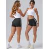 imageOQQ Women Workout Shorts Tummy Control Side Stripes Gym Yoga Seamless Active ShortsBlack