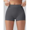 imageOQQ Women Workout Shorts Tummy Control Side Stripes Gym Yoga Seamless Active ShortsDarkgrey
