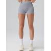 imageOQQ Women Workout Shorts Tummy Control Side Stripes Gym Yoga Seamless Active ShortsGrey