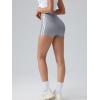 imageOQQ Women Workout Shorts Tummy Control Side Stripes Gym Yoga Seamless Active ShortsGrey