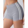 imageOQQ Women Workout Shorts Tummy Control Side Stripes Gym Yoga Seamless Active ShortsGrey