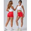 imageOQQ Women Workout Shorts Tummy Control Side Stripes Gym Yoga Seamless Active ShortsRed