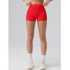 imageOQQ Women Workout Shorts Tummy Control Side Stripes Gym Yoga Seamless Active ShortsRed